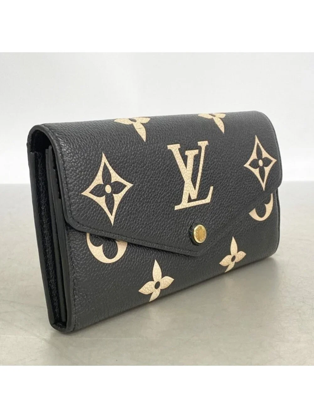 Louis Vuitton Wallet Monogram Empreinte Bicolor Portefeuille Sarah Black Beige